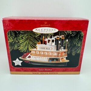 1997 Hallmark Keepsake Santa’s Showboat Silver Belle Ornament Magic Lights Music